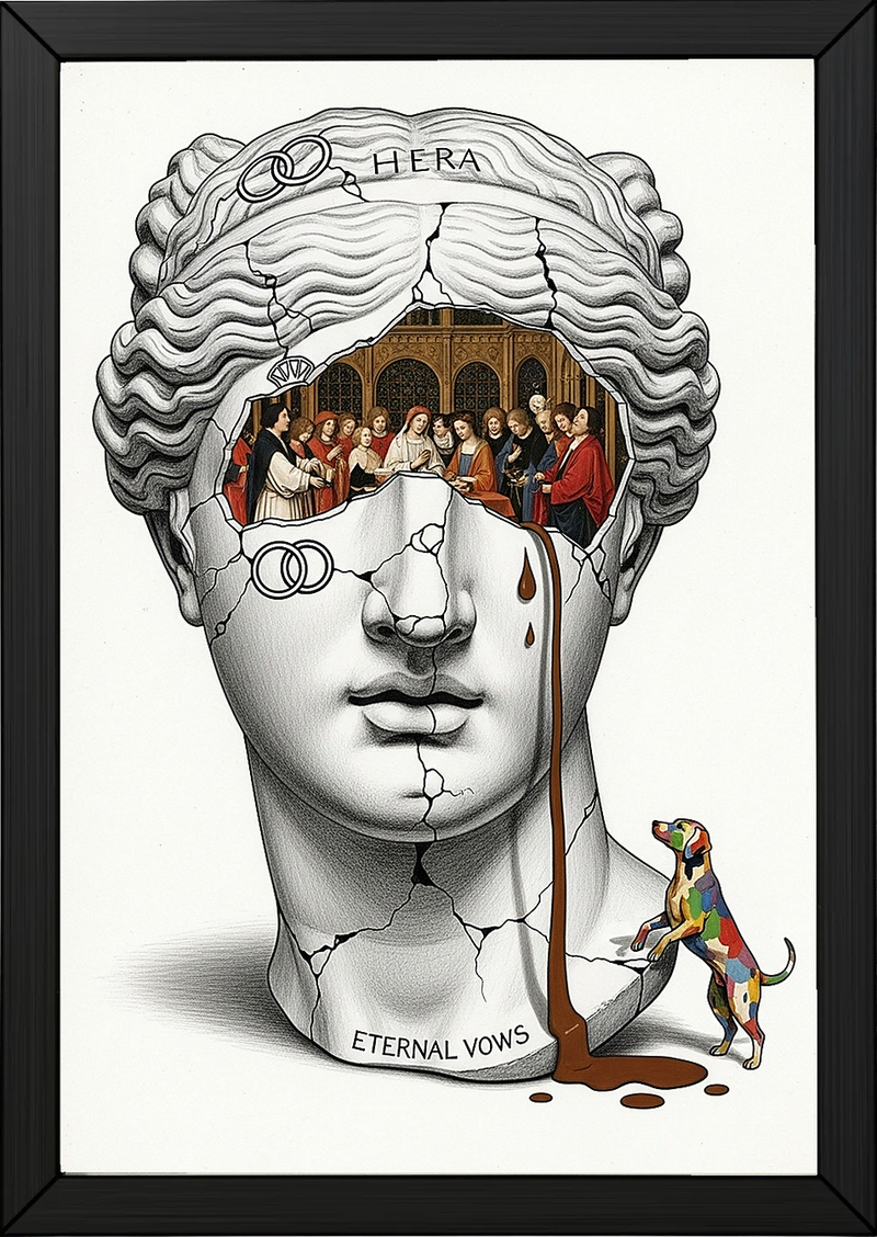 Hera Eternal Vows — Surreal Goddess Bust Wall Art Print