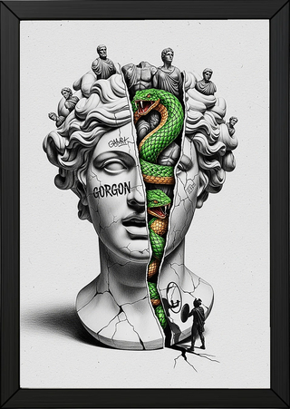 Gorgon Medusa — Surreal Apollo Bust Wall Art Print