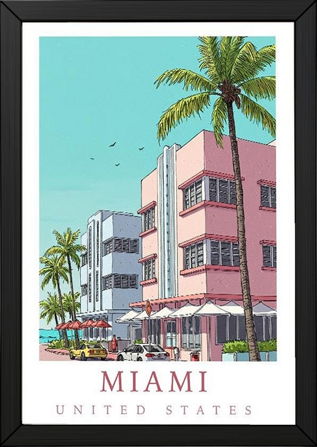 Miami Florida — Art Deco Ocean Drive Wall Art Print