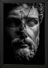 Stone Guardian Wall Art Print — Ancient Sculpted Face Poster
