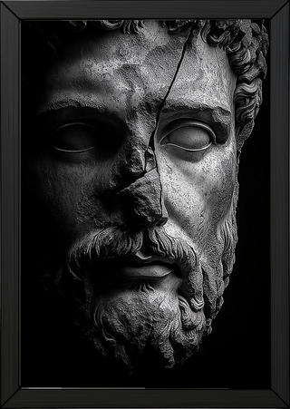Stone Guardian Wall Art Print — Ancient Sculpted Face Poster