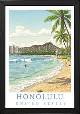 Honolulu Hawaii — Waikiki Beach Diamond Head Wall Art Print
