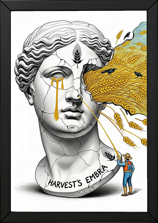 Harvest's Embrace — Surreal Demeter Bust Wall Art Print