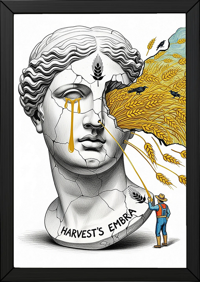 Harvest's Embrace — Surreal Demeter Bust Wall Art Print
