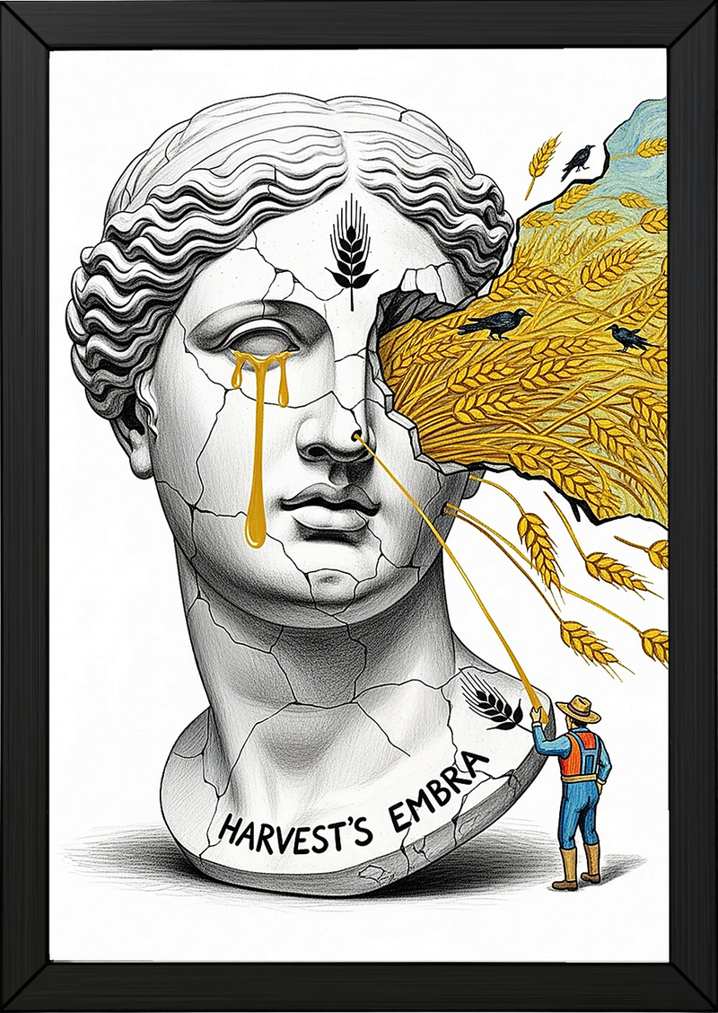 Harvest's Embrace — Surreal Demeter Bust Wall Art Print