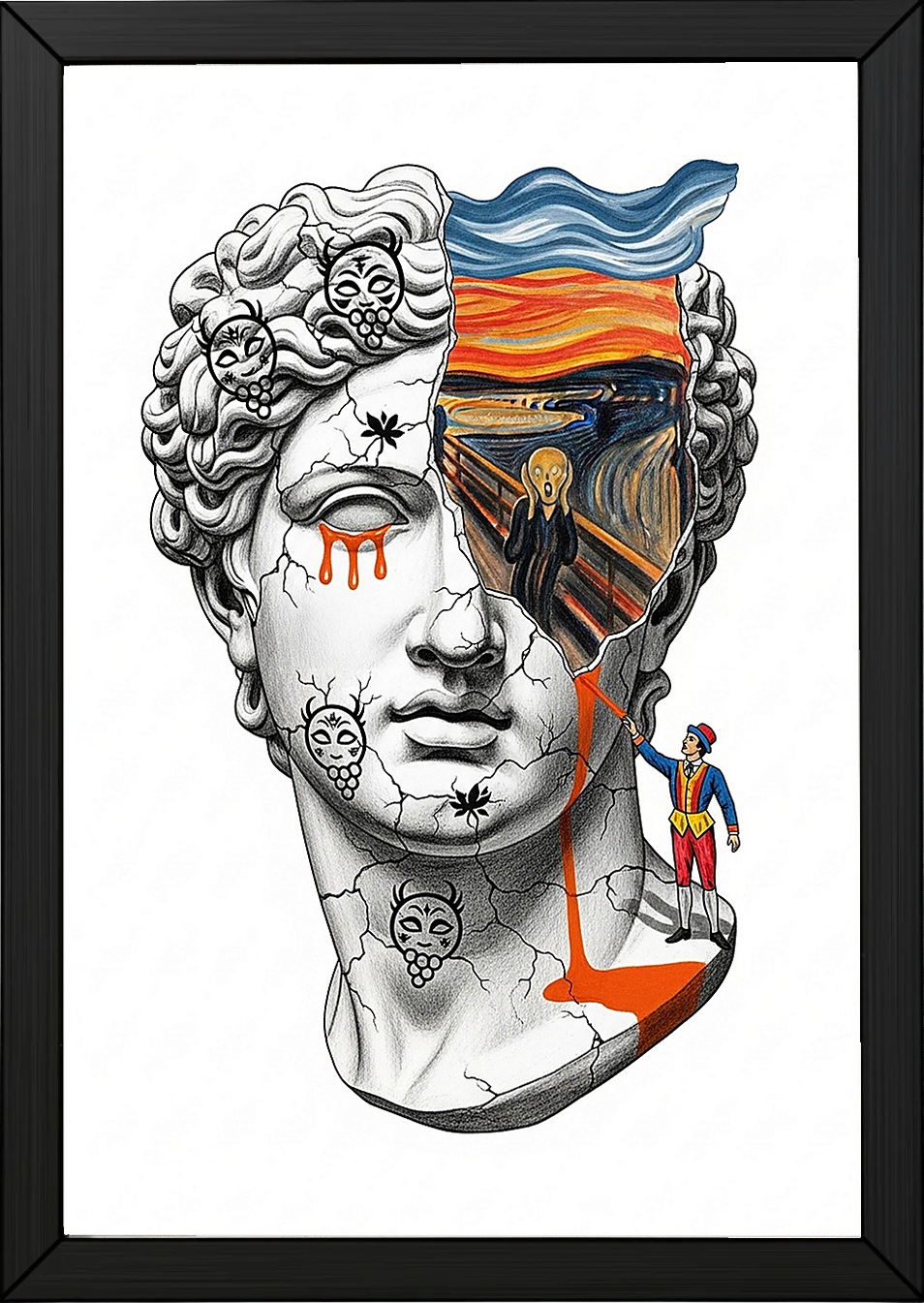 The Scream David — Surreal Renaissance Bust Wall Art Print
