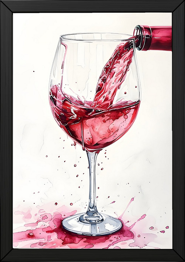 Crimson Cascade Wall Art Print — Red Hair Editorial Fashion Poster