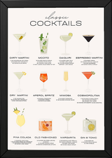 Classic Cocktails Wall Art Print — Vintage Bar Menu Poster