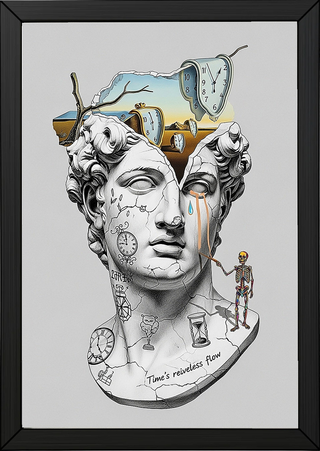 Flow of Time Dali — Surreal Melting Clocks Wall Art Print