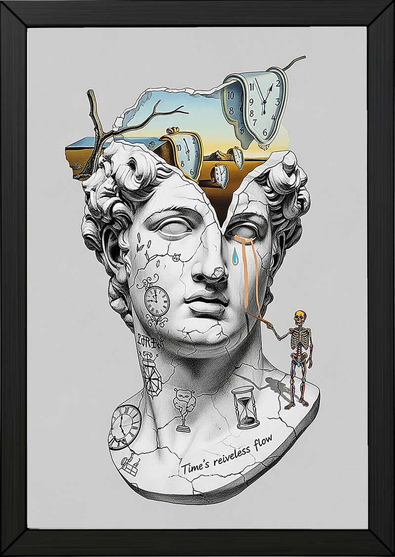 Flow of Time Dali — Surreal Melting Clocks Wall Art Print