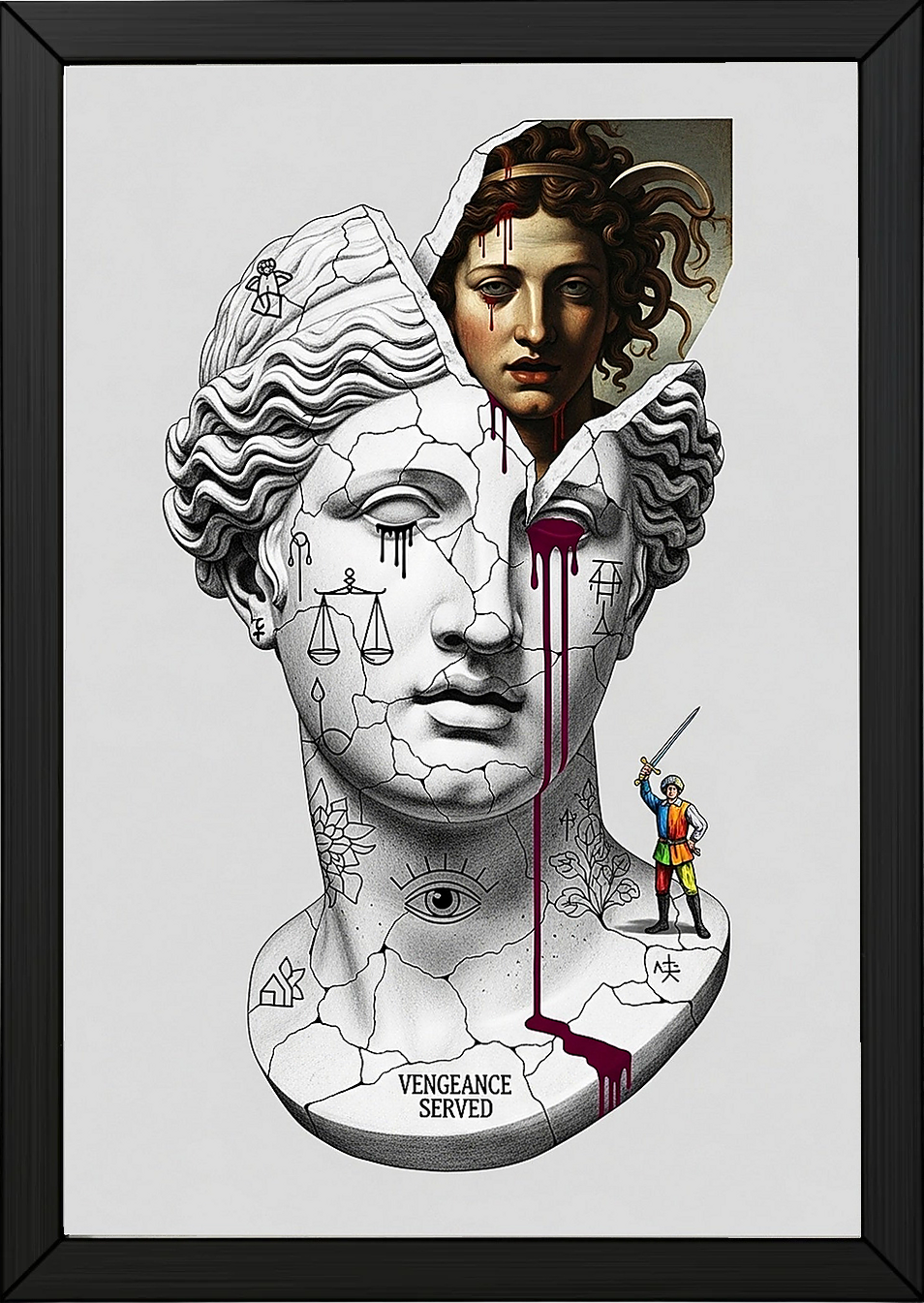 Vengeance Served Medusa V2 — Surreal Greek Mythology Wall Art Print