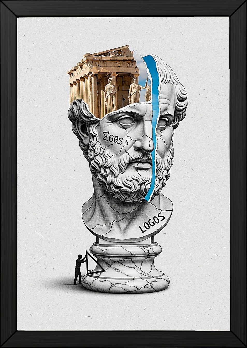 Logos Parthenon — Surreal Philosopher Bust Wall Art Print