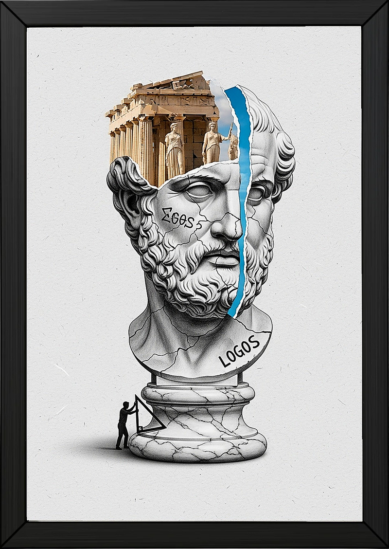 Logos Parthenon — Surreal Philosopher Bust Wall Art Print