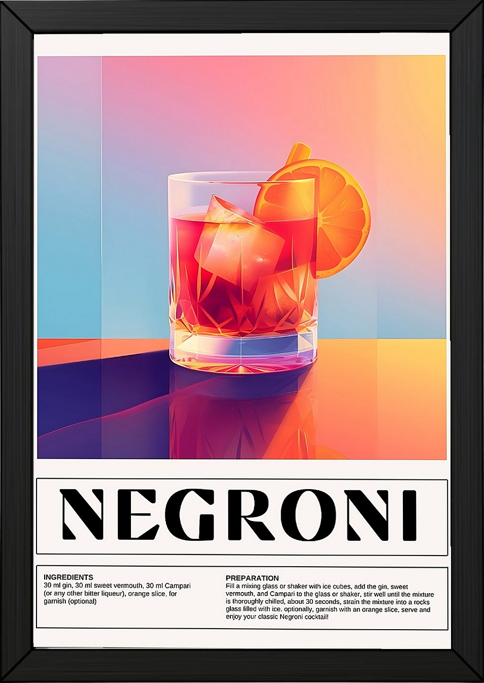 Negroni Wall Art Print — Italian Classic Cocktail Poster