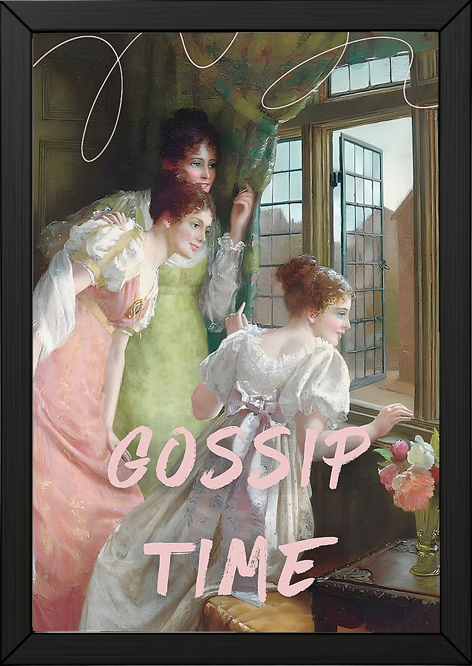 Gossip Time Wall Art Print — Playful Friends Quote Poster