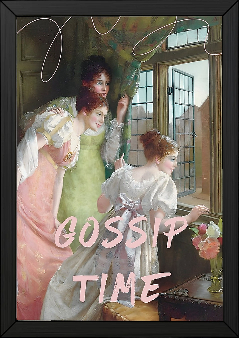 Gossip Time Wall Art Print — Playful Friends Quote Poster