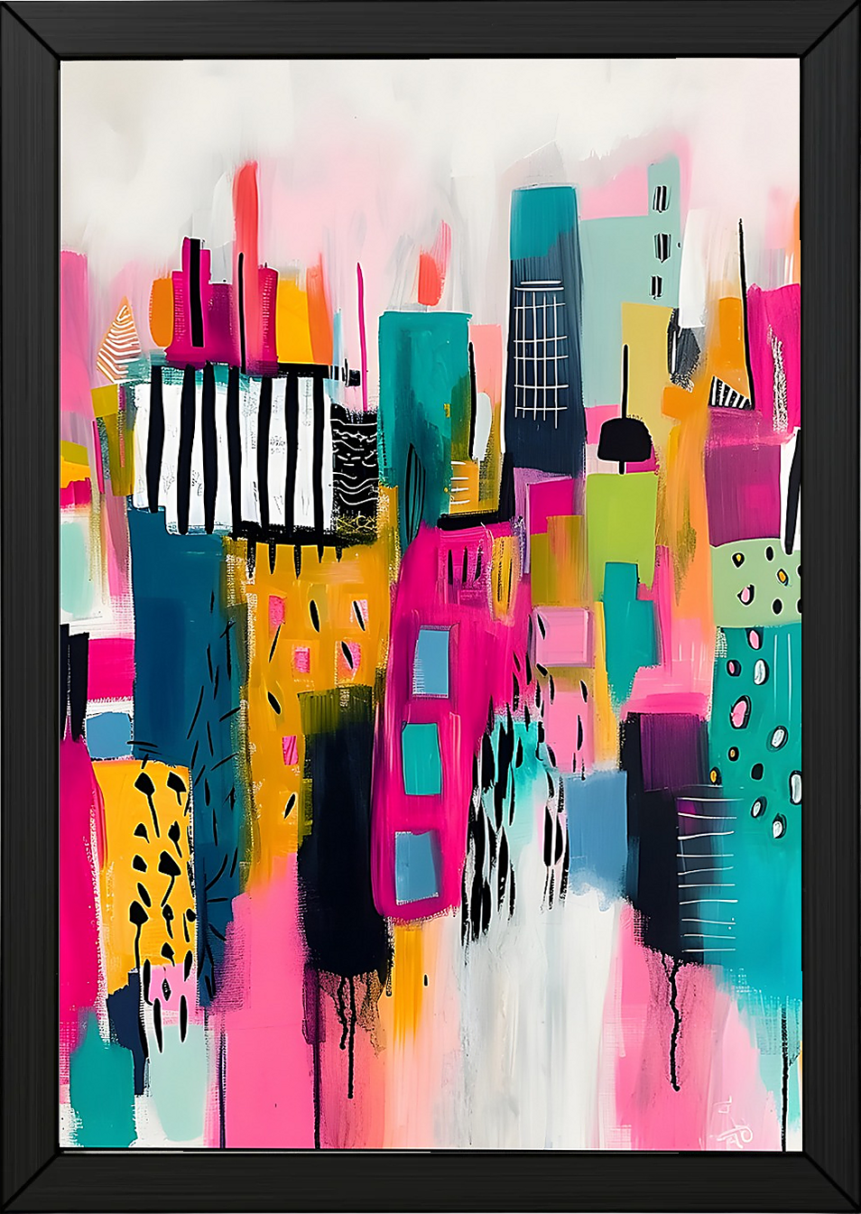 Neon Cityscape Wall Art Print — Urban Skyline Poster