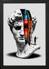 Neon Noir — Surreal David Bust Wall Art Print
