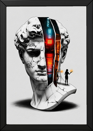 Neon Noir — Surreal David Bust Wall Art Print