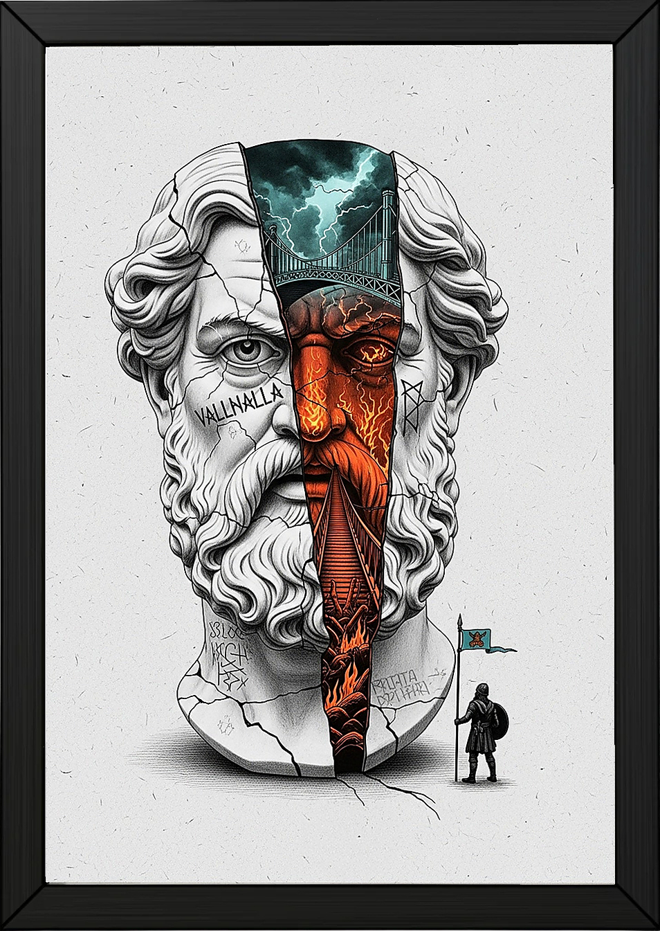 Valhalla Odin — Surreal Norse Mythology Wall Art Print