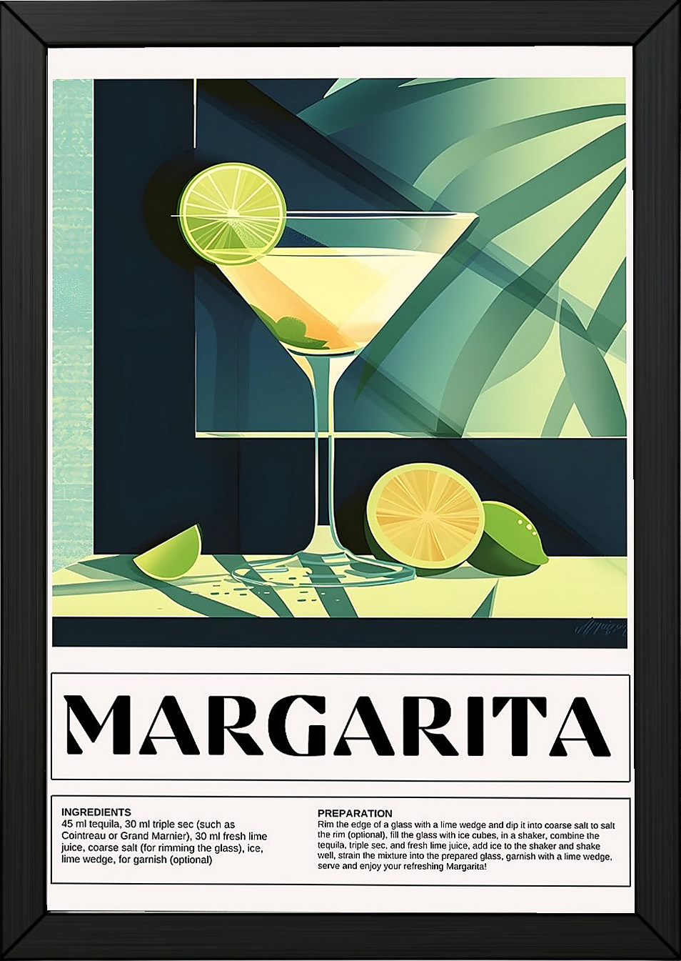 Margarita Wall Art Print — Classic Tequila Cocktail Poster