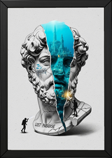 Lost Paradise Atlantis — Surreal Poseidon Bust Wall Art Print
