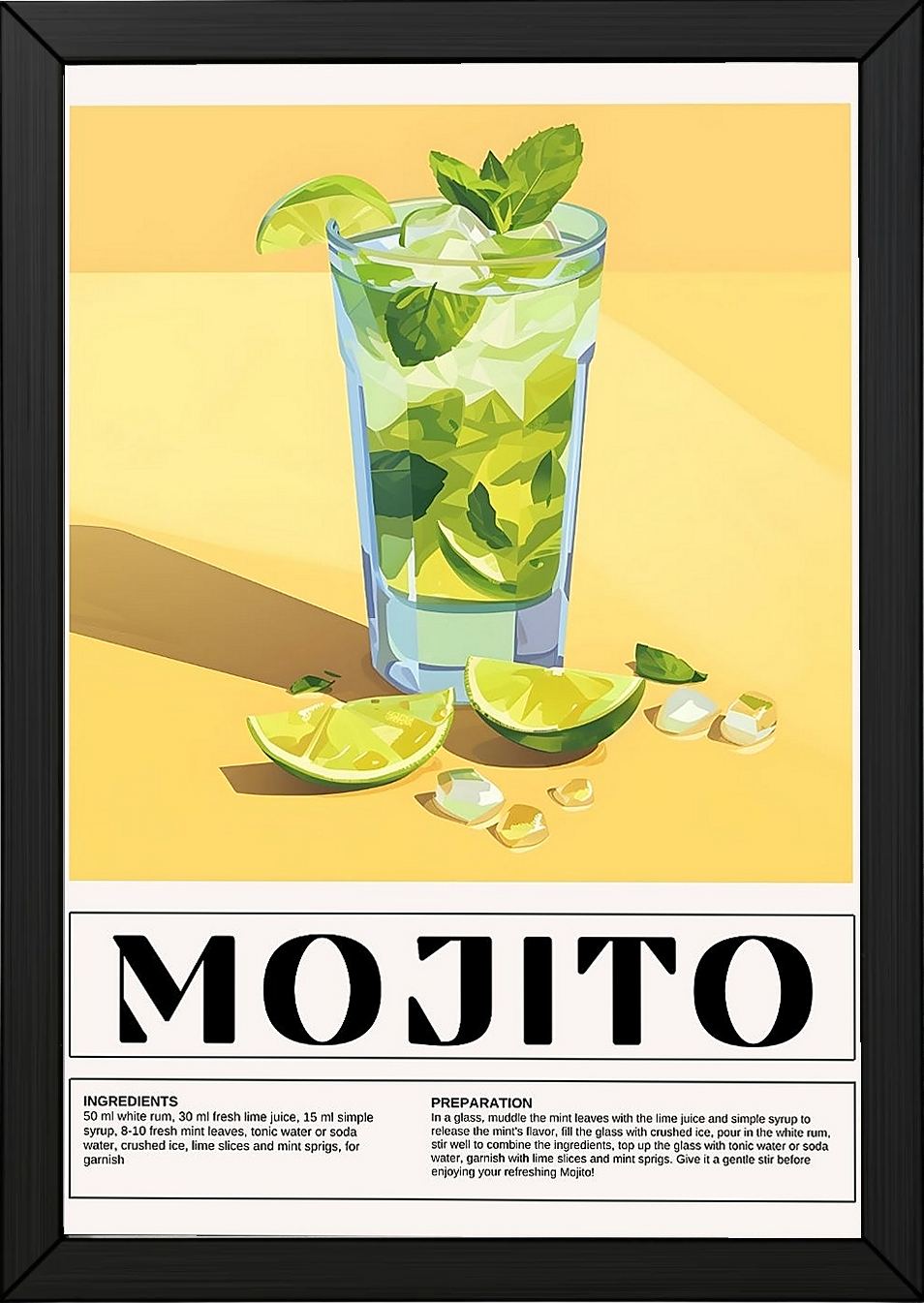 The Mojito Wall Art Print — Classic Cuban Rum Cocktail Poster