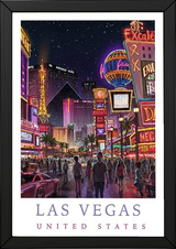 Las Vegas Travel Poster — Neon Strip Night Cityscape Print