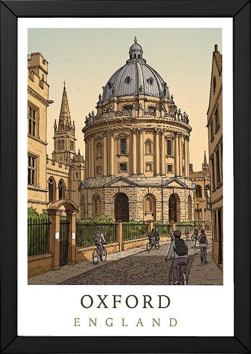 Oxford England Travel Poster — Radcliffe Camera University City Print