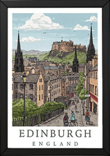 Edinburgh Scotland Travel Poster — Castle Royal Mile Old Town Print