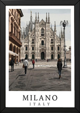 Milano Italy Travel Poster — Duomo Piazza Daytime Cityscape Print