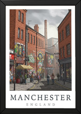Manchester England Travel Poster — Northern Quarter Street Art Print