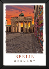 Berlin Germany Travel Poster — Brandenburg Gate Sunset Graffiti Print