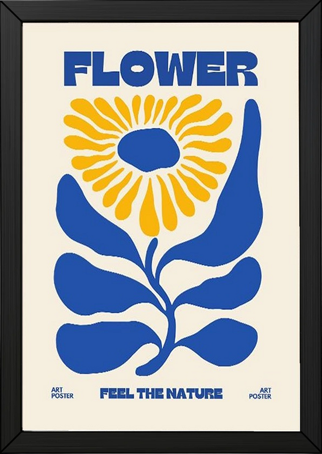 FLOWER Feel the Nature Poster — Mid-Century Botanical Cut-Out Print