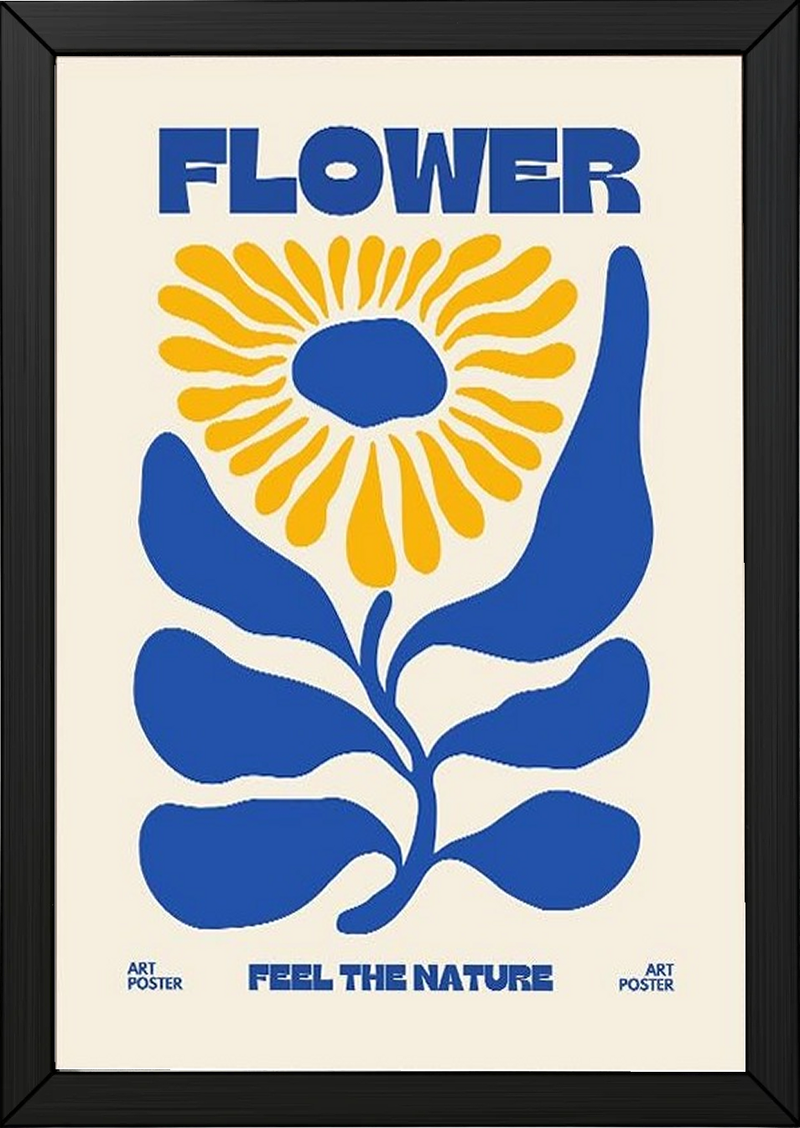FLOWER Feel the Nature Poster — Mid-Century Botanical Cut-Out Print