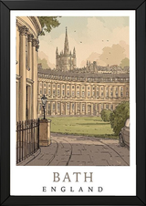 Bath England Travel Poster — Royal Crescent Abbey Georgian Print