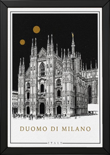 Duomo di Milano Italy Poster — Milan Cathedral Gold Moons Print