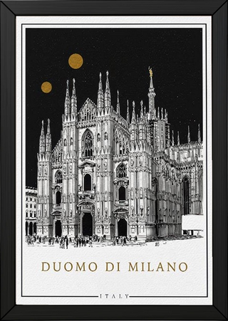Duomo di Milano Italy Poster — Milan Cathedral Gold Moons Print